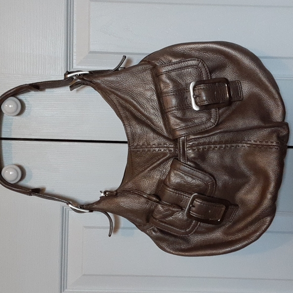 Cole Hahn Bronze Metallic Leather Hobo Bag - Picture 2 of 16